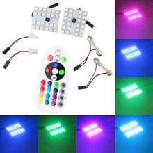 T10 5050 smd 21 цвет дистанционное управление цветной rgb интерьер автомобиля светодиодные фары 12 v led лампы smd led лампа для чтения Купол Карта Авто светодиодные лампы 12 v авто