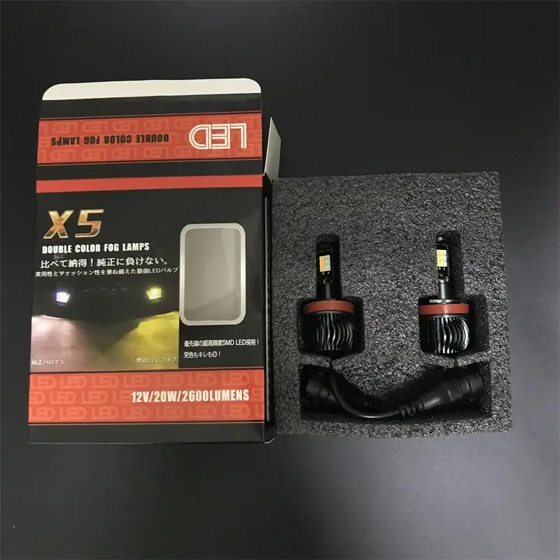 

2PCS H1 led H3 H7 H11 H8 9005 9006 HB3 HB4 H27 880 881 H16 PSX24W Car Fog Bulb Dual Color White Yellow Blue / Ice Blue 12v