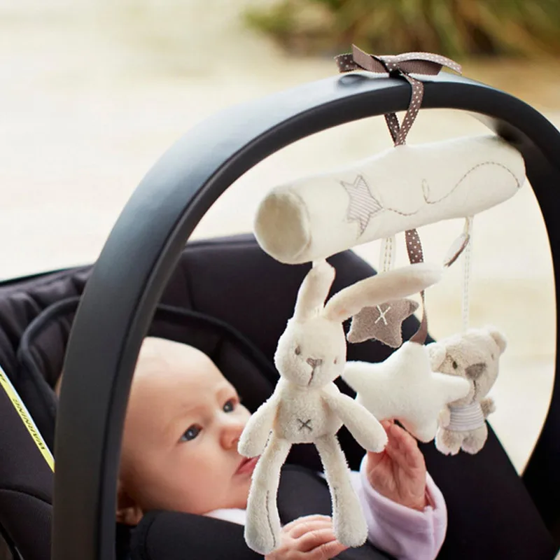 

Rabbit baby hanging bed safety seat plush toy Hand Bell Multifunctional Plush Toy Stroller Mobile Gifts