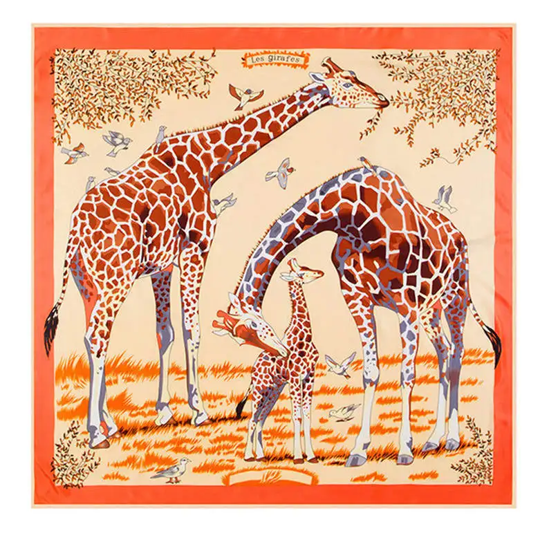 Hiking Scarves Women Giraffe Print Hijab Scarf Square Head Shawl Scarfs 130x130cm Tourist beach sunscreen shawl #2M06 (1)