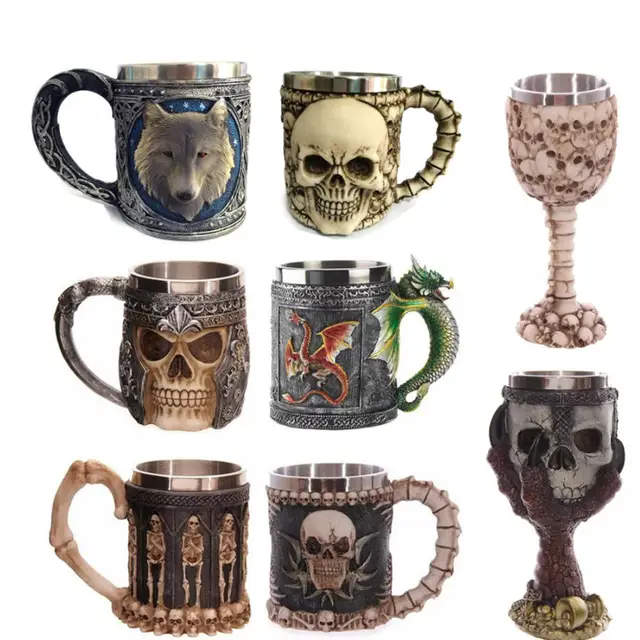Online Stainless Steel Coffee Mug Skull Mugs Wolf Animal Coffee Mug Skull Mugs Wolf Animal