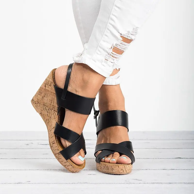 

MoneRffi Summer Women Sandals Wedges Peep Toe Shoes High Heels Height Increasing Beach Ladies Pumps Casual Platform Footwear
