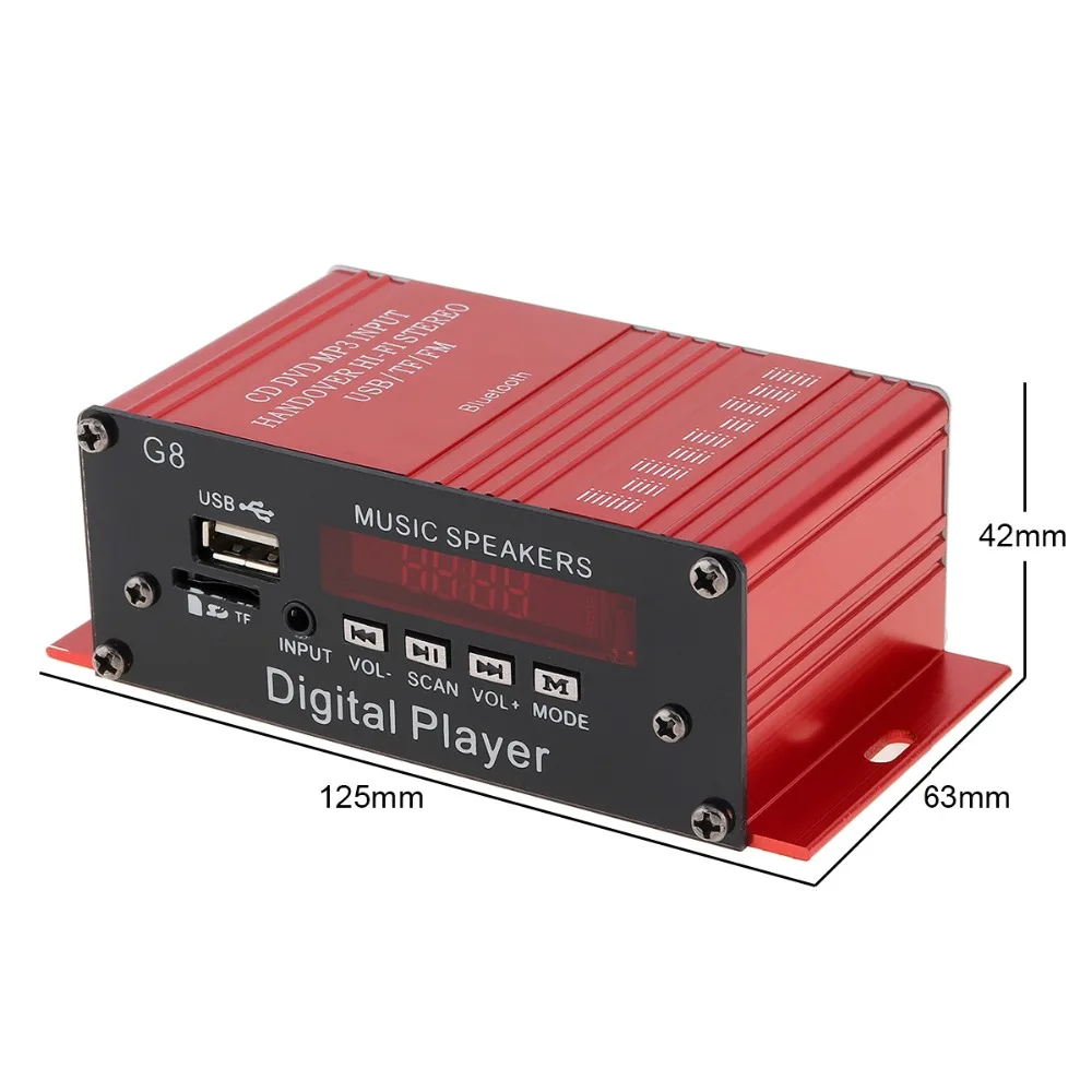 G8 2ch прочный Bluetooth автомобильный аудио усилитель мощности FM радио плеер с