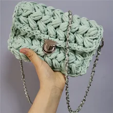 Estelle Wang, плетеные сумки на плечо с клапаном, корейская мода, женская сумка с вязаным плетением, маленькая сумочка на цепочке, клатч