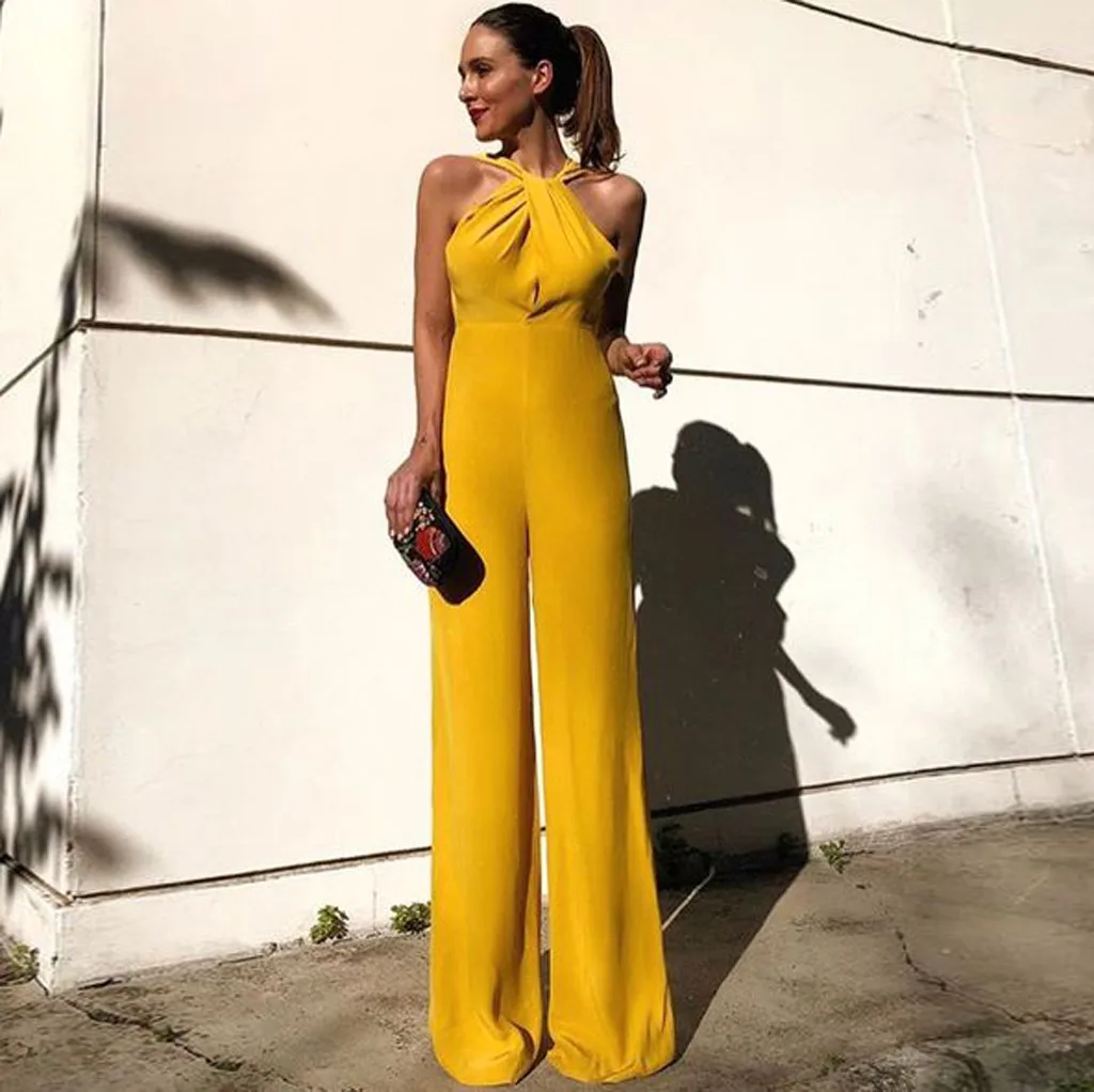 

jumpsuit 2019 New Fashion Women's Strappy V Neck Pocket Playsuit Bodycon Party Clubwear Jumpsuit Overalls for women Plus sizeH4