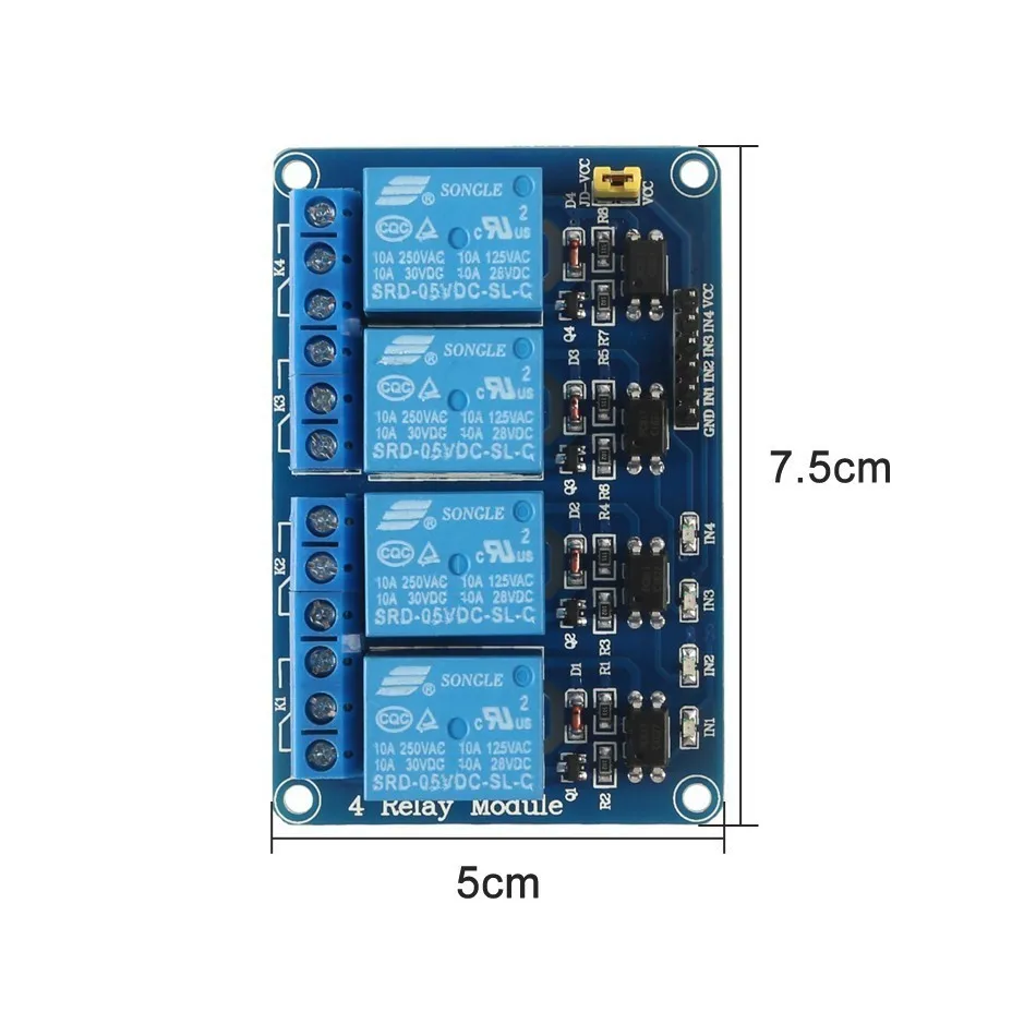 4 канальный 5 в пост. Тока релейный модуль для Arduino Raspberry Pi Dsp Avr Pic Arm|Аксессуары