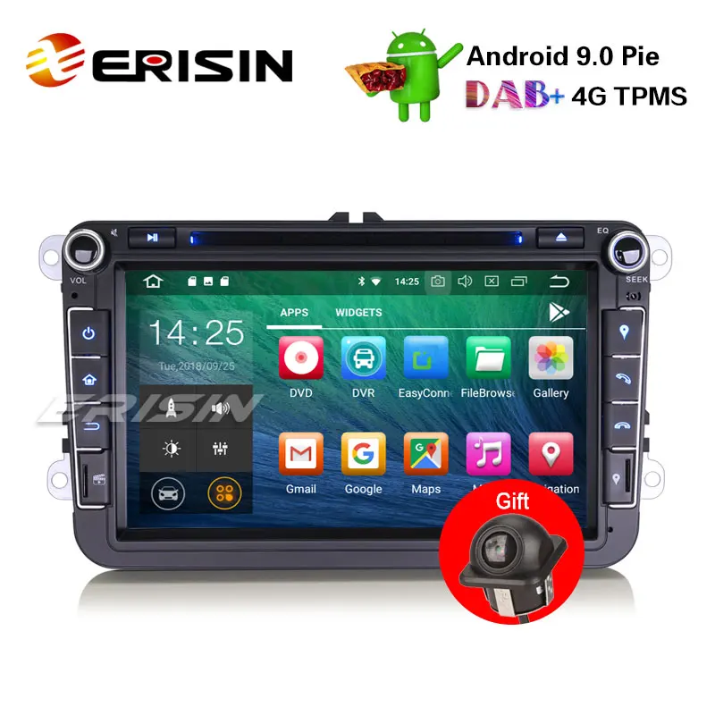 Perfect Erisin ES4815V 8" DAB+ OPS Car Stereo Android 9.0 for VW Golf Passat Tiguan Polo Seat Skoda GPS DVD 0