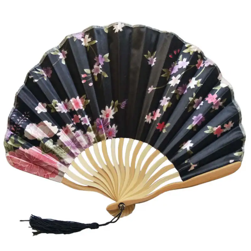 Узор китайский стиль ручные вентиляторы Шелковый бамбуковый Складной вентилятор ручной свадебный ручной вентилятор классный бамбуковый цветок персонализированный 19feb19