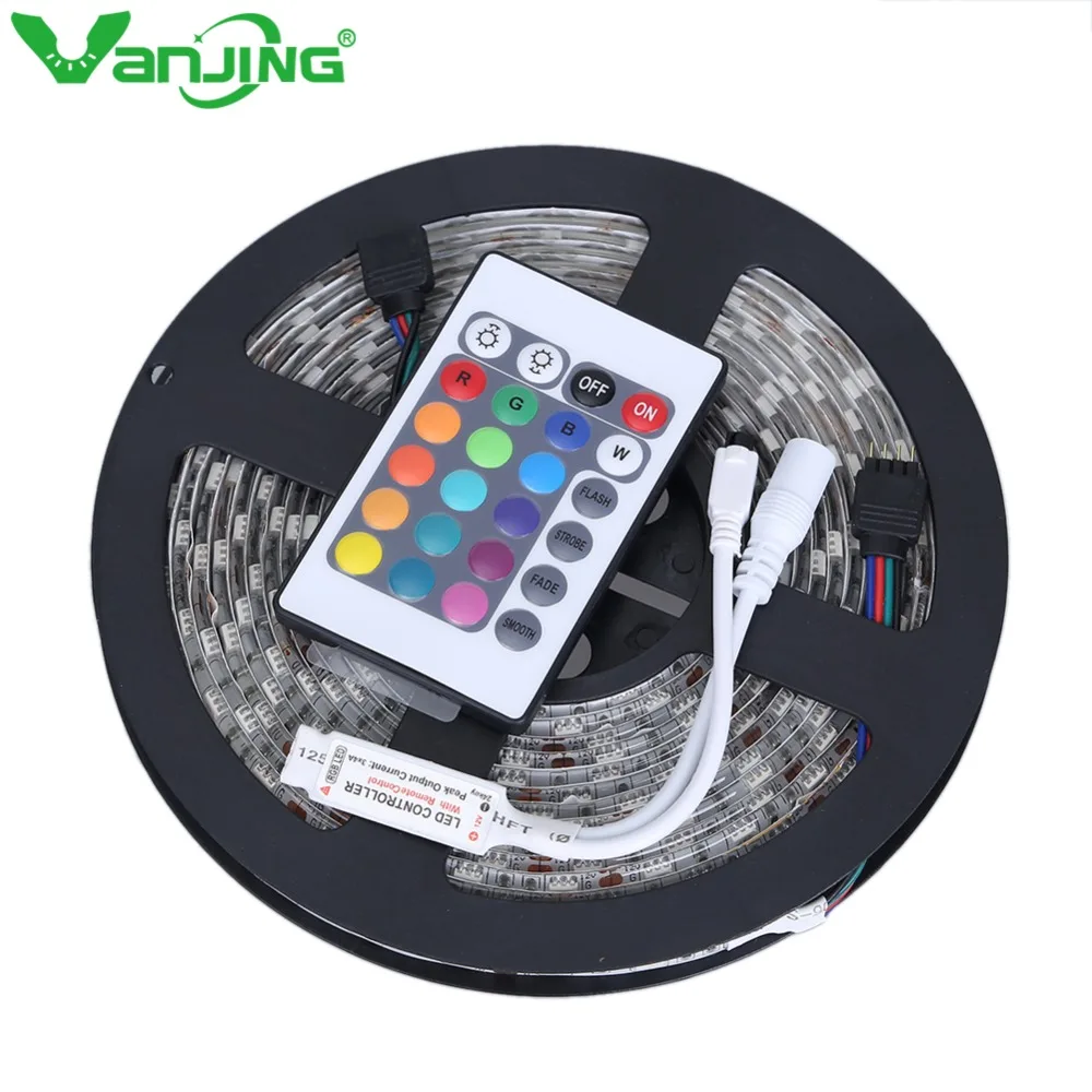 

Waterproof RGB Led Strip 5050 5M 300LED SMD IP65 Tape with Mini 24Key Remote controller LED Lamps Light Outdoor Decoration