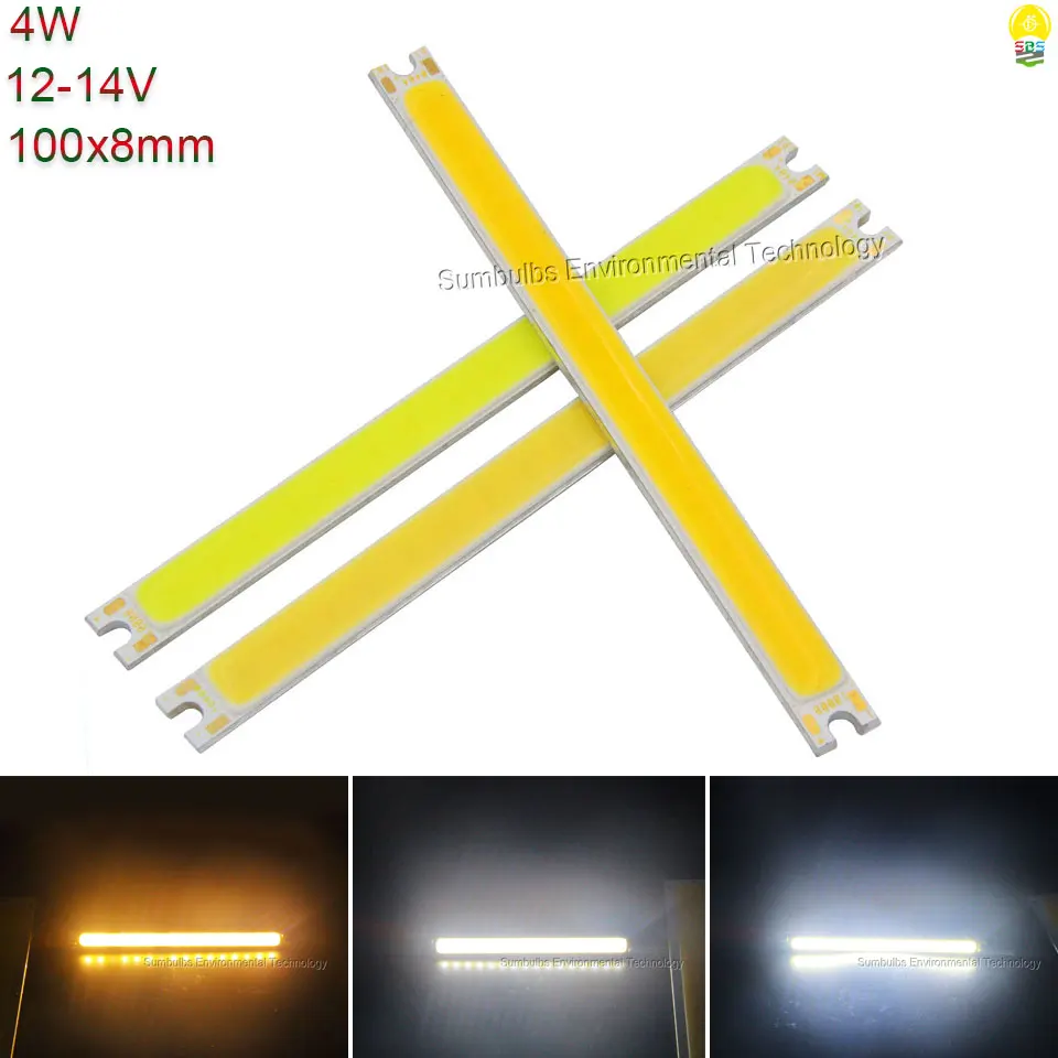 

100*8mm 5W Warm/Nature/ Cold White Strip LED COB Chip On Board 500LM Colorful DIY COB Decoration Lights 1008-0404