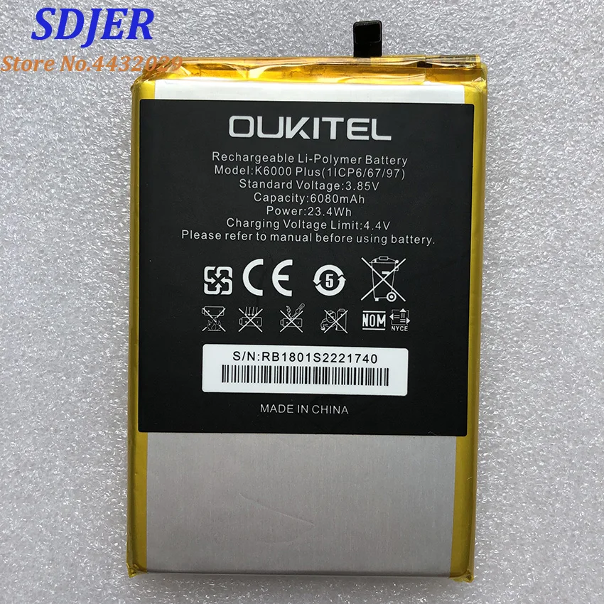 100% New OUKITEL K6000 PLUS Replacement 6068mAh Parts backup battery for OUKITEL K6000 PLUS Smart Phone