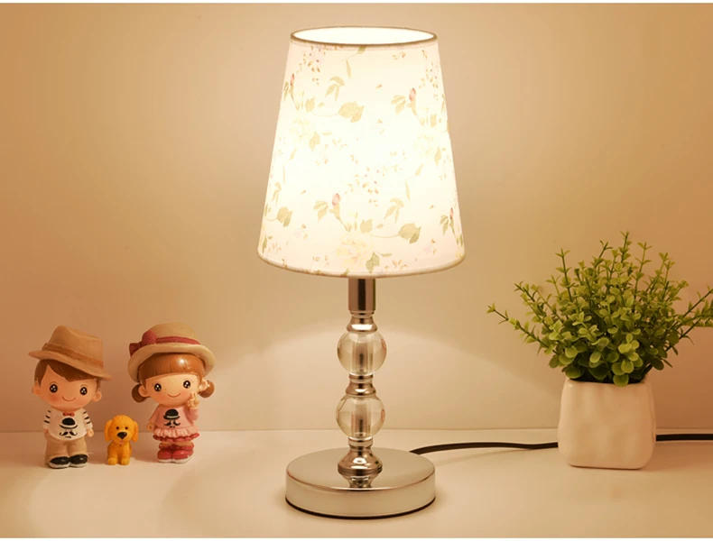 Настольная лампа кристальная прикраватная лампа нордическая мини-стол лампа для спальни гостиной Детская комната книжный шкаф Flaxen ткань E27 ЕС вилка