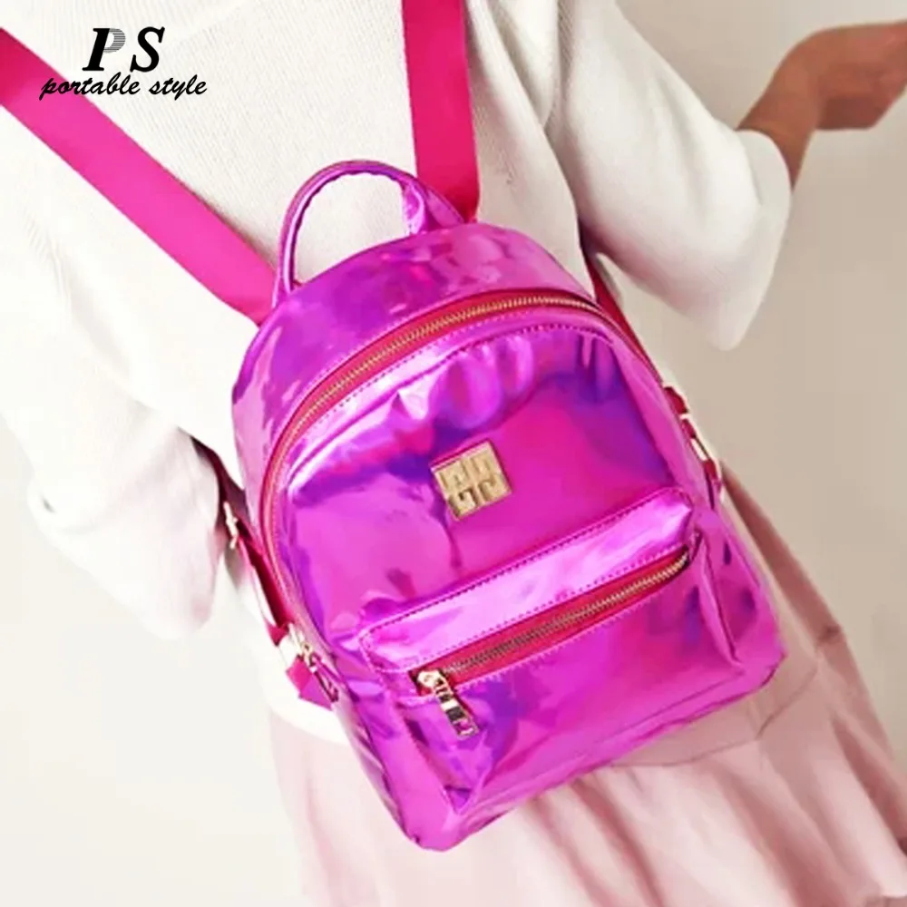 

2019 New Mochila Masculina backpack Women Silver Hologram Laser Backpack men's Bag leather Holographic Backpack Multicolor