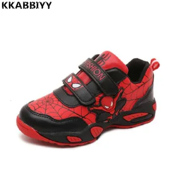 

Top Quality Kids Sports Shoes 2018 New Brand Spring Brethable Children PU Leather Boys Spiderman Sneakers for girls EU 26~36