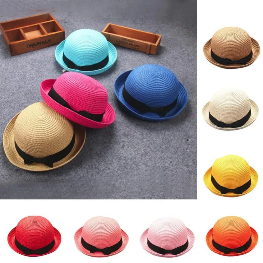 

Mother&Me Baby Bowknot Children Breathable Hat Straw Hat Kids Hat Boy Girls Cap