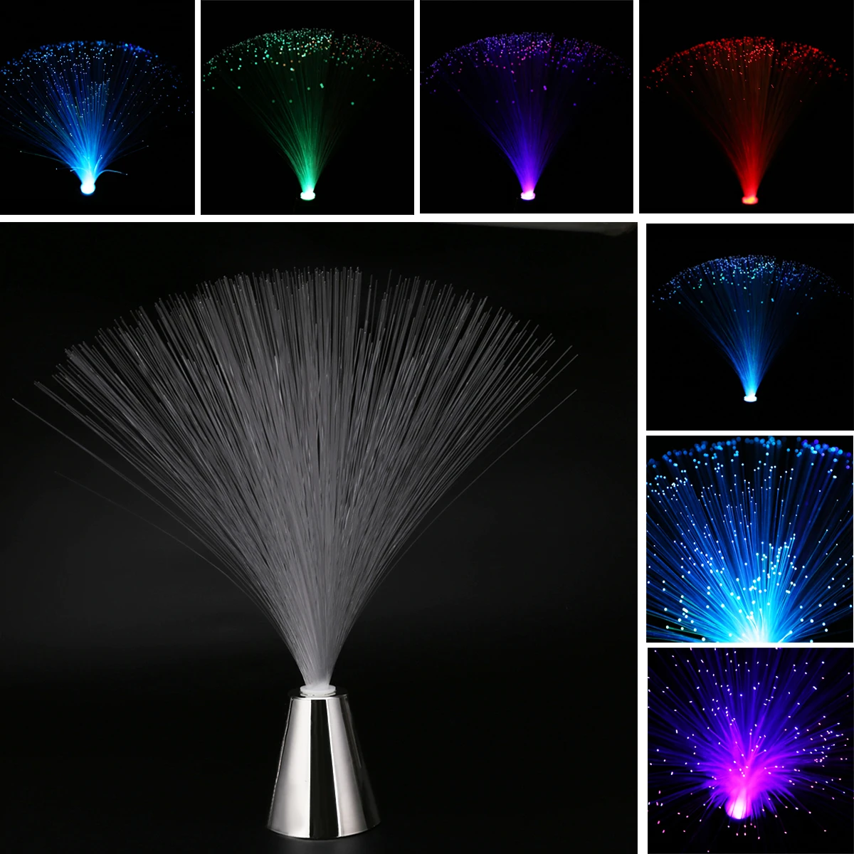 1pcs Beautiful LED Color Changing Fibre Optic Lamp Fountain Night Light With Stand For Room Coffee Shop Book  Store Decoration