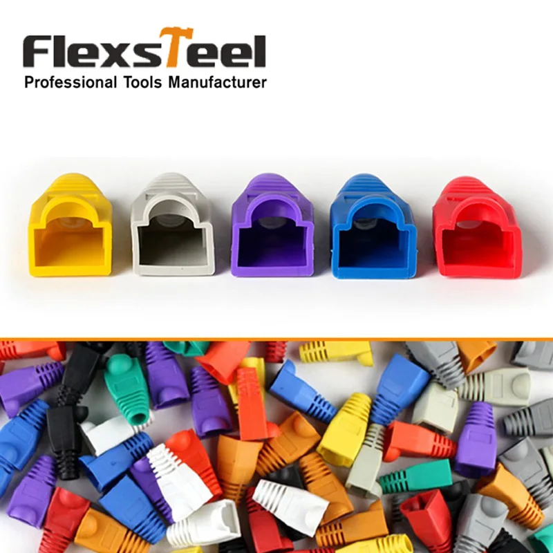 

50pcs RJ45 Strain Relief Boots Cable Connector Boots Plug Cover Soft Plastic Ethernet Home Network Tools Kit Multicolor