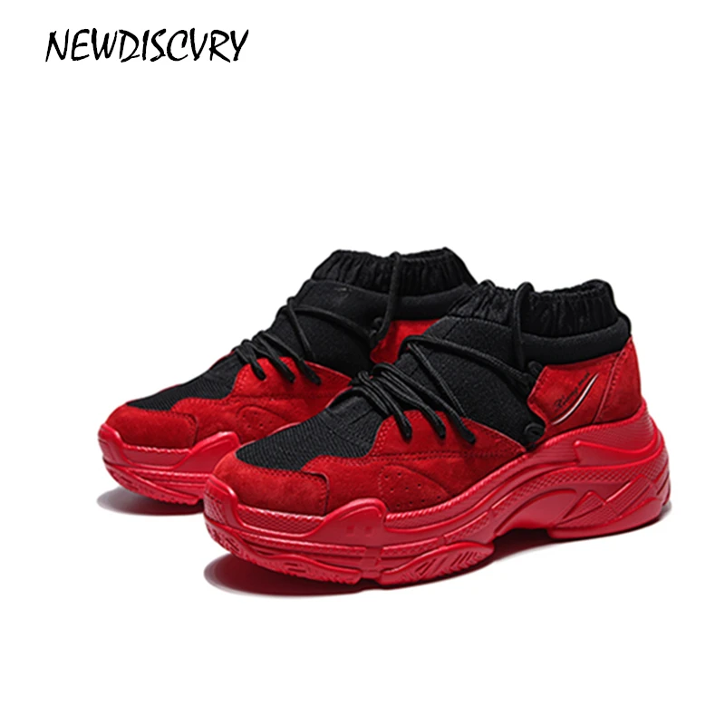 

NEWDISCVRY Mesh Women Platform Sneakers 2018 Brand Genuine Leather Women's Shoes Comfortable Basket Femme Woman Socks Footwear