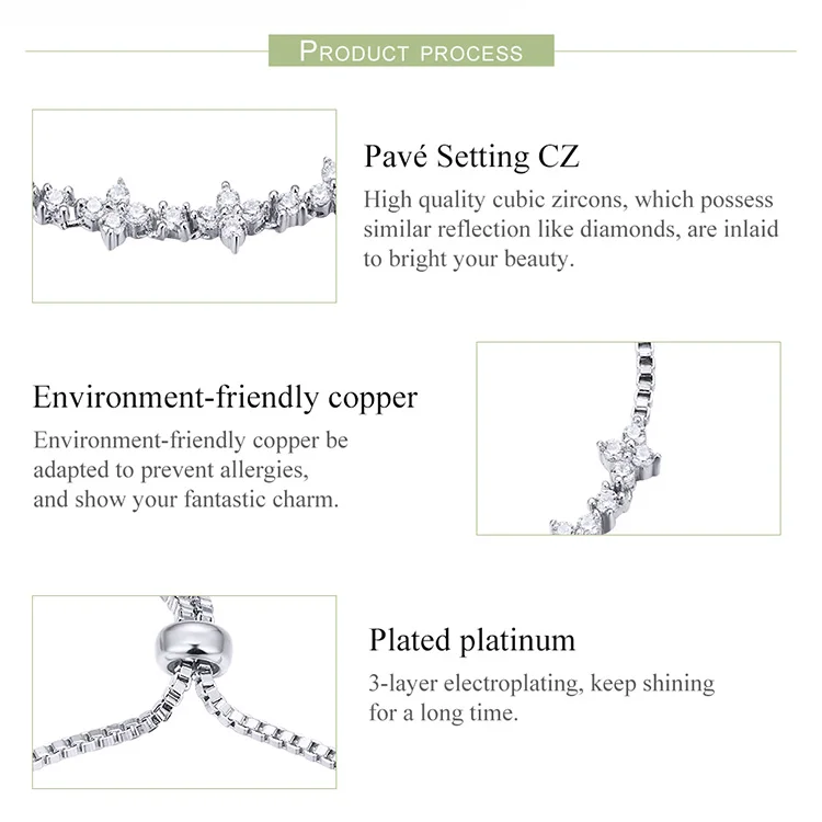 WOSTU, серебряный браслет для женщин, 925 пробы, серебряный, прозрачный, кубический цирконий, браслет и модное ювелирное изделие, Femme Bijoux ZBFB046