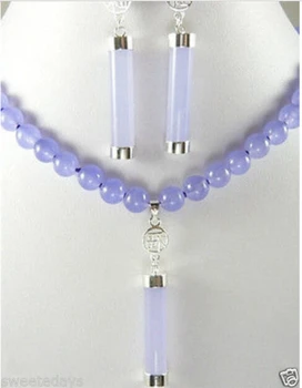 

$wholesale_jewelry_wig$ Fashion jewellery purple jade necklace earring set