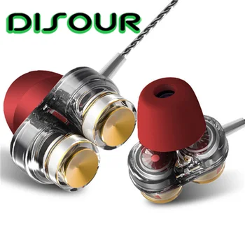 

DISOUR Original KD7 Dual Dynamic Professional In Ear Earphone 3.5mm Jack Headset with Mic Stereo Music Earphone For All Phones