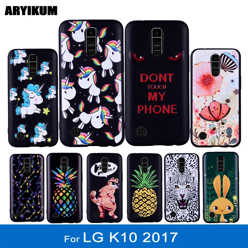ARYIKUM الهاتف حالة ل etui LG K10 2017 ل LGK10 2017 3D سيليكون لطيف يونيكورن المحمول رقيقة غطاء ل LG K 10 2017 Fundas