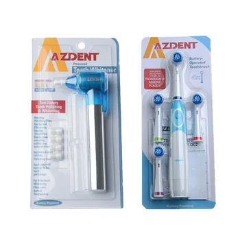 

AZDENT 1 Set Electric Toothbrush + 1 Set Teeth Burnisher Polisher Whitener Stain Remover with 4 Replacement Tooth Brush Heads