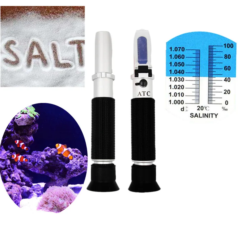 Salinometer портативный Соленость метр соленый рефрактометр концентрации 0-10% Halometer соленый рассол с ATC скидка 42