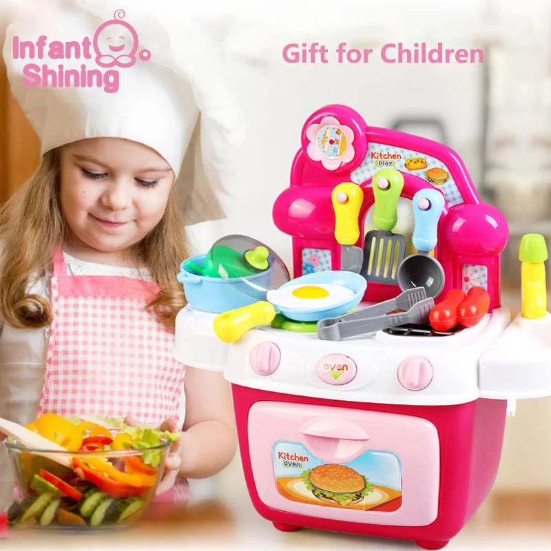 

Infant Shining Kid Kitchen Toys Set with Lights and Sound Simulation Cooking and Eating Toys Utensils 14PCS Over 3 Years Old