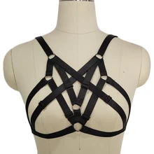 Женские черные нижнее белье-бра-портупея Готический корпус Harajuku сексуальные Майка на бретелях регулируемые Связывание тела бюстгальтер из ремешков