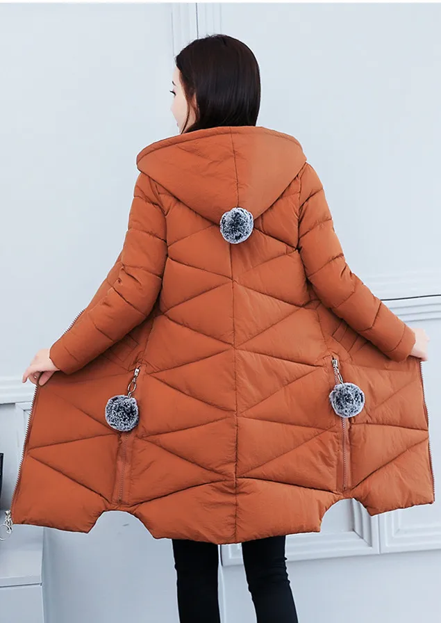 Зимняя пуховая хлопковая куртка для женщин 4XL размера плюс женские парки s утепленная верхняя одежда пальто с капюшоном Женский Тонкий хлопковый стеганый Базовый Топ