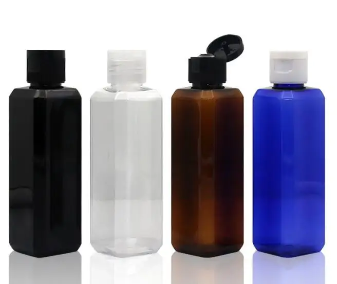 

20 x 100ml Empty Refillable Black Blue Brown Clear PET Bottle With Flip Top Cap PET Shampoo Bottle Plastic Container