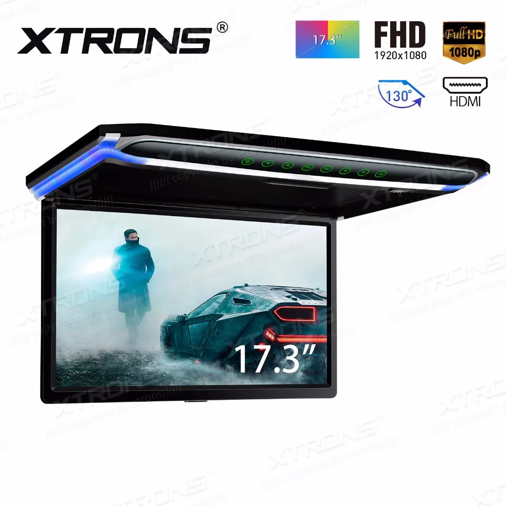 

17.3" Monitor 1080P Video HD Digital TFT Screen Wide Screen Ultra-thin Mounted Car Roof Player HDMI IR FM USB SD NO DVD