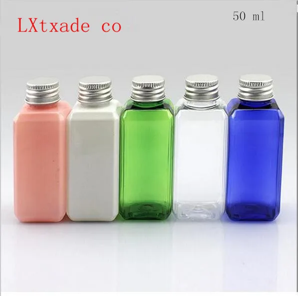 

Free Shipping 50ml Plastic Square Empty Refillable Perfume Bottle New Style Originales Cosmetic Water Emulsion Containers Pack