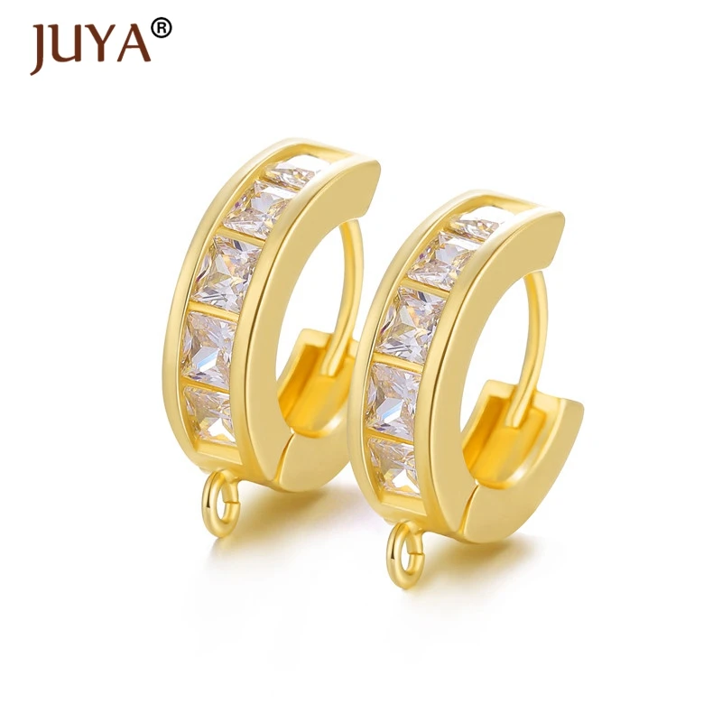 

Luxury Shiny AAA Zircon Austrian Crystal Creative Hoop Earring Findings For Handmade DIY Women Dangle Earrings Accessories Parts
