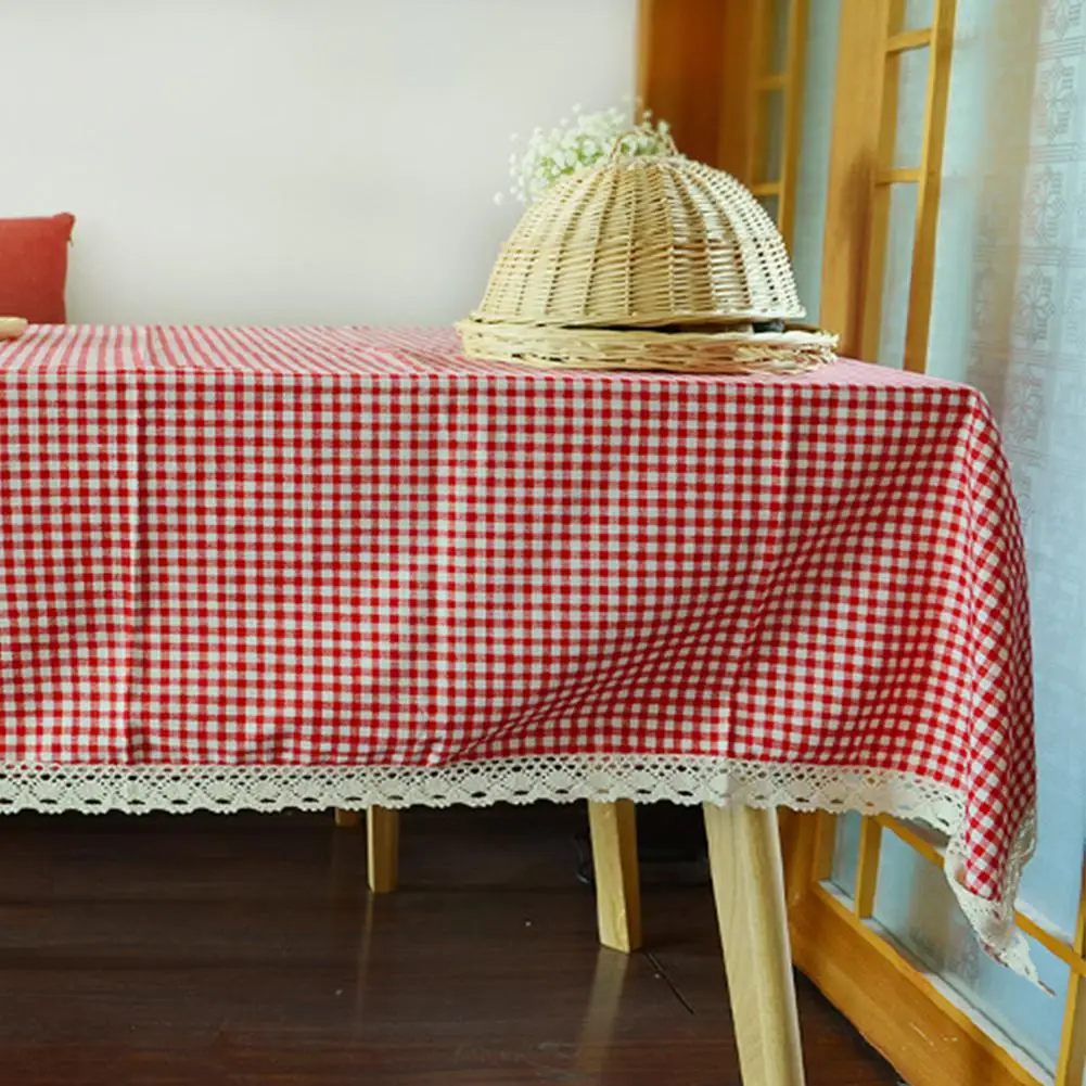 Скатерть плед красная крышка стола кружева края обеденный из хлопка и льна Скатерти украшения дома