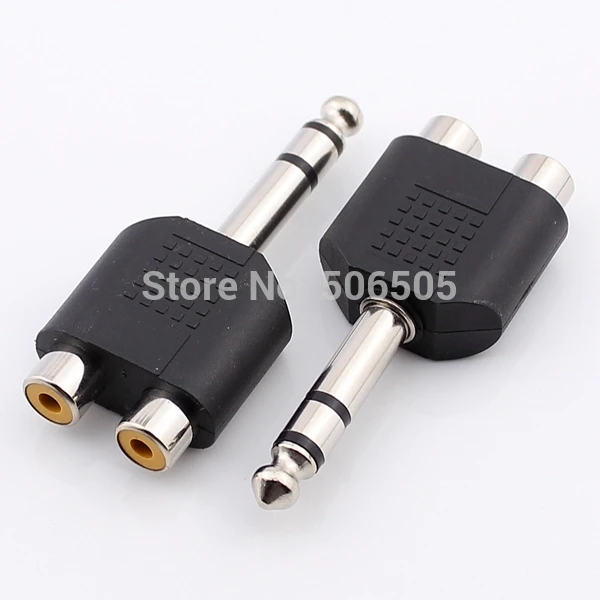 High Quality 6.5mm Audio Plug To Rca Double Socket 6.5 Stereo