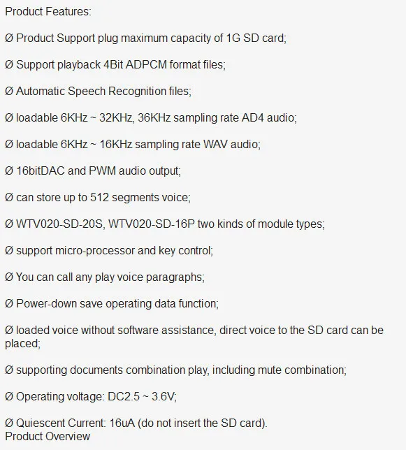 WTV020-SD-16P звуковой модуль SD карты голосовой модуль WTV020M01 V1.00