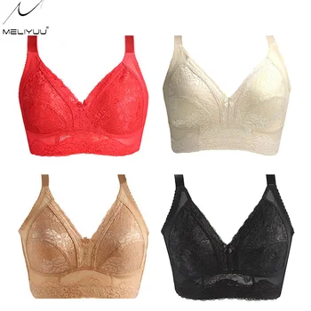 

New Summer unpadded Plus Size Bras For Women Ultra-thin Unlined Lace Bralette Wireless Minimizer Bras Sexy Full Cup Lingerie BH