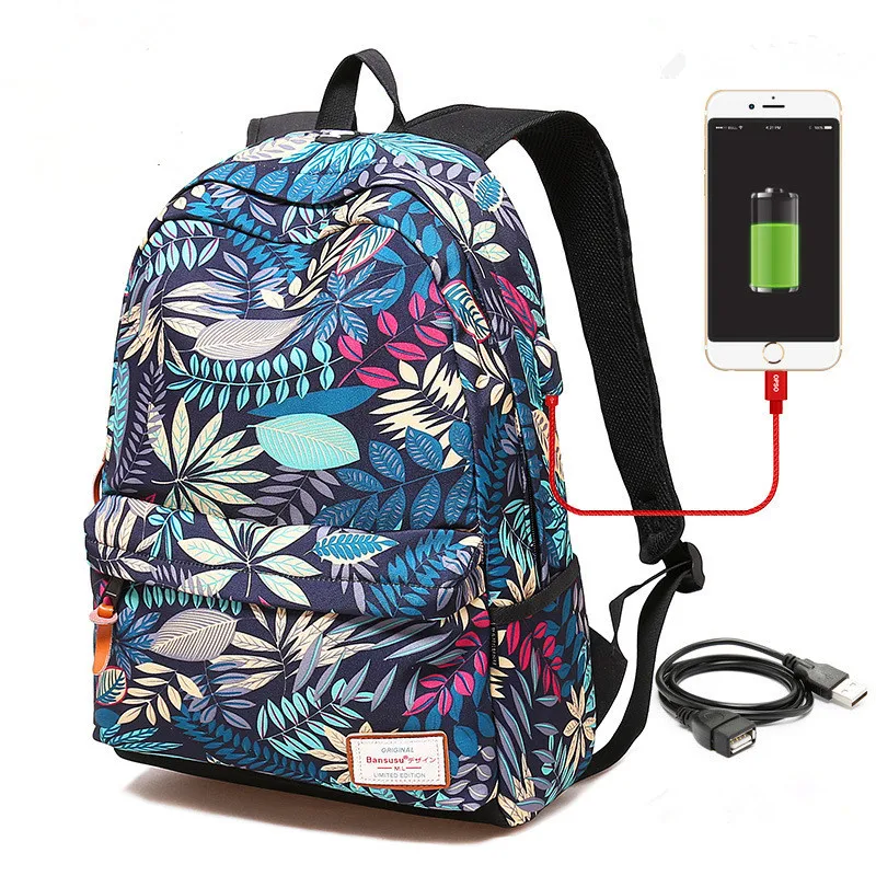 

Brand USB Charging backpack women shoulder Bag School bags for teenager girls boys casual backpack school Mochila rucksack