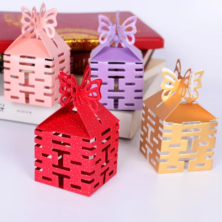 

Free shipping 50pcs/lot "Four Double Happiness" in side Wedding Favor Box which is used as candy packing