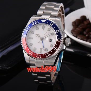 

43mm white Sterile dial Sapphire crystal GMT-MASTER automatic men's watch steel bracelet Luminous mechanical watch