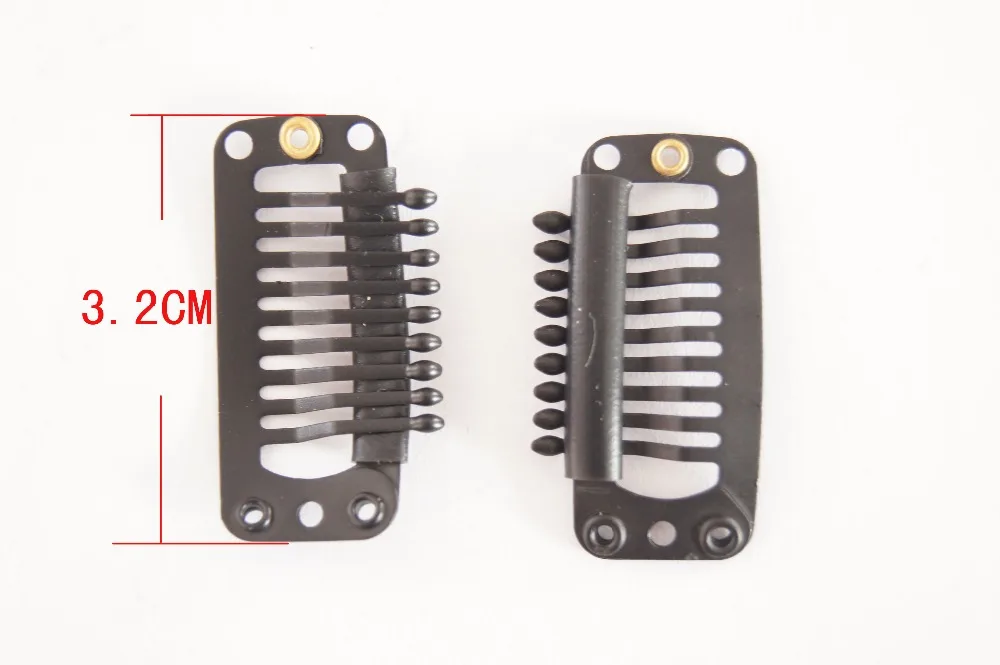 50pcs/bag 3.2cm 9ttube Stainless Steel Snap Comb Wig Clip For Hair