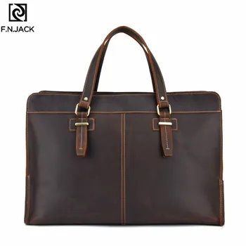 

F.N.JACK Retro Genuine Leather Single Shoulder Bags Brown Black Handbag Men's Large Handbags Travel Business Crossbody Bag