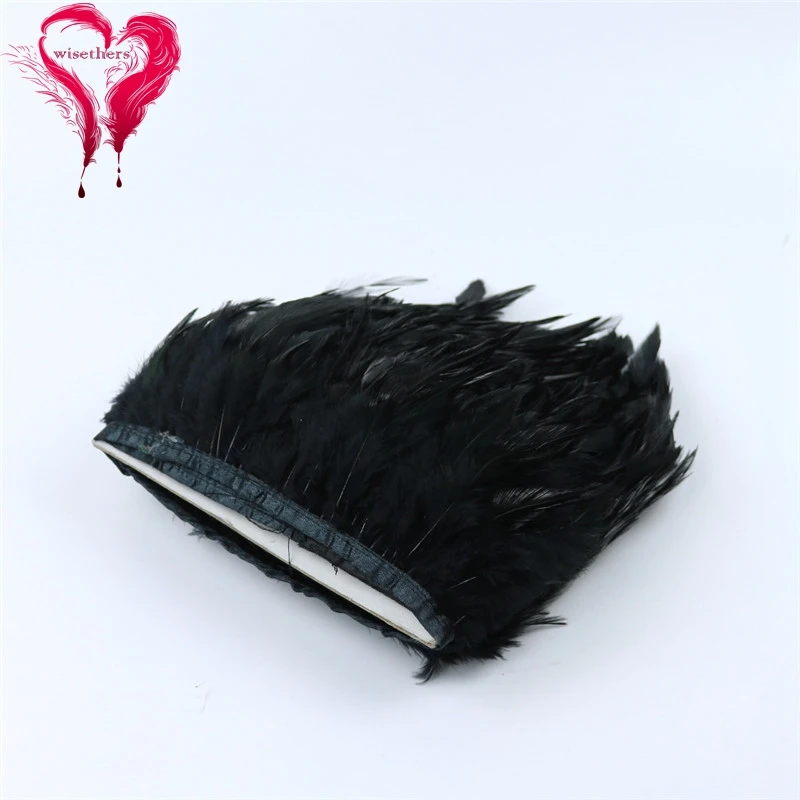 2 black rooster saddle feather trims 2