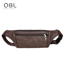 QiBoLu Cow Genuine Leather Men Waist Pack Fanny Pack Bum Bag Man Pouch Travel Cash Card