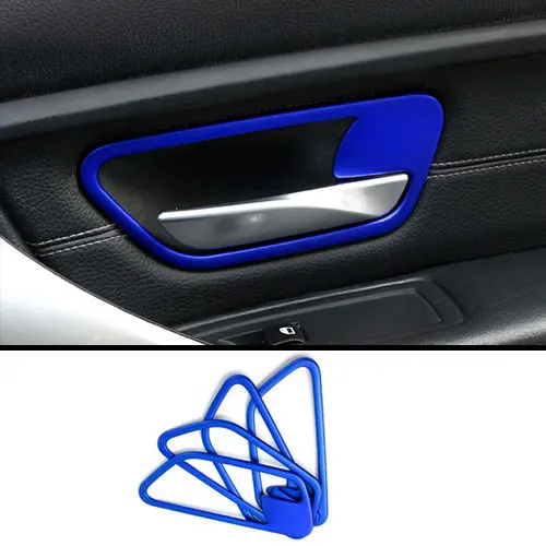 Для BMW F30 F34 аксессуары автомобиль центральной консоли Air Панель инструмент рамка Панель дверные ручки Windows Управление Панель Декор Стикеры - Название цвета: Door Handle (blue)