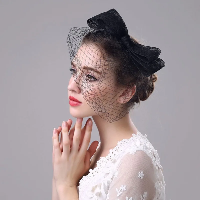 Элегантный Для женщин свадебные Шапки и fascinators с большой бант свадебные вечерние подарки черный/белый головной убор повязка леди Уход за кожей лица покрывал