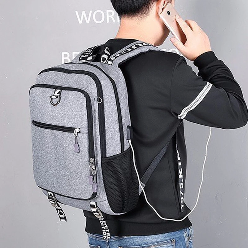 Mochila para hombre, impermeable, con carga USB, Mochila deportiva de viaje, mochila informal para ordenador portátil, para hombre paquete