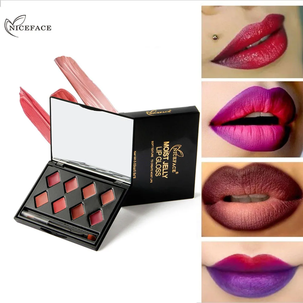 Новый Длительный матовый губная помада палитры NICEFACE 1 шт. 8 цветов Красота Make Up Матовая жидкая помада с эффектом увлажнения блеск для губ